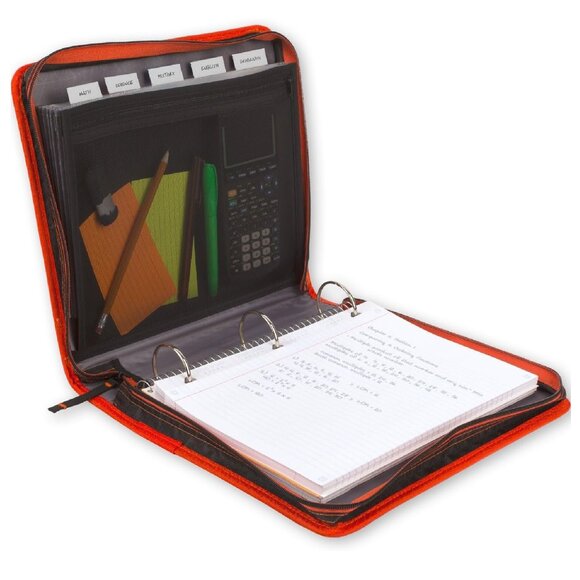 Five Star 2" 3-Ring Zipper Binder, Expansion Panel Black/Red BACK TO SCHOOL NEW - Picture 1 of 14